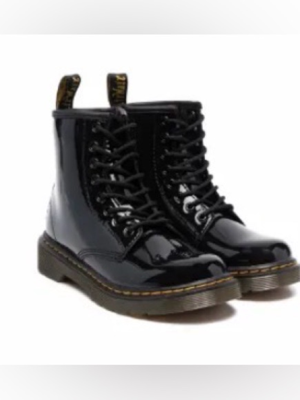 Dr. Martens Kids Black Patent Leather Lace-Up Boots size 5
